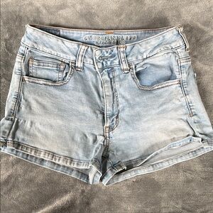 American Eagle Outfitters Blue Jean Shorts High-Waisted Distressed